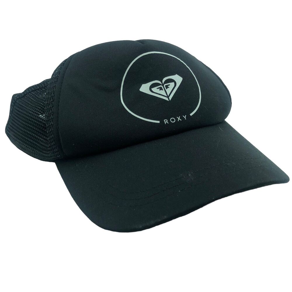 Roxy Trucker Hat Black White Logo Snapback Surfer Roxy  EUC